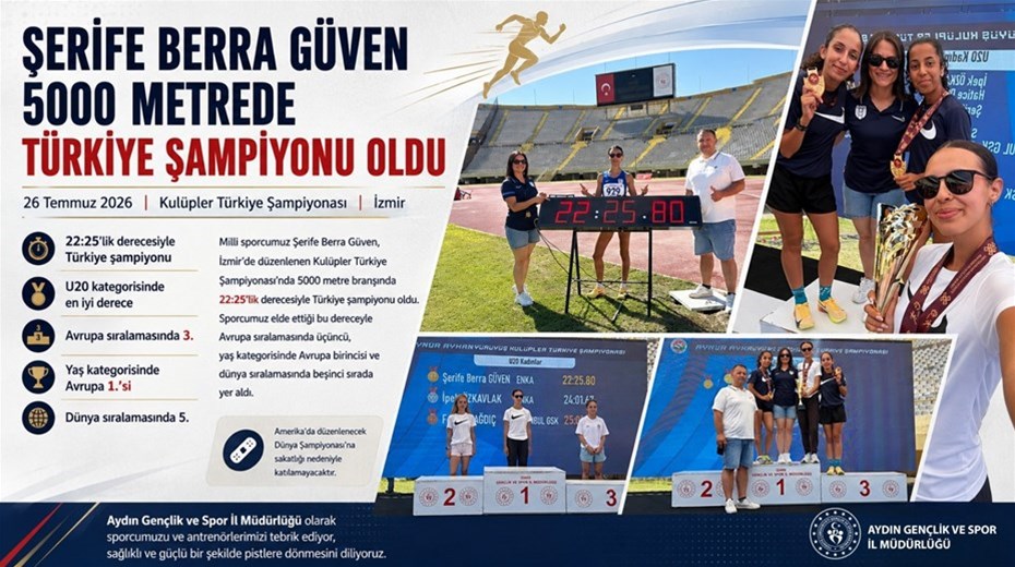 ŞERİFE BERRA GÜVEN 5000 METREDE TÜRKİYE ŞAMPİYONU OLDU