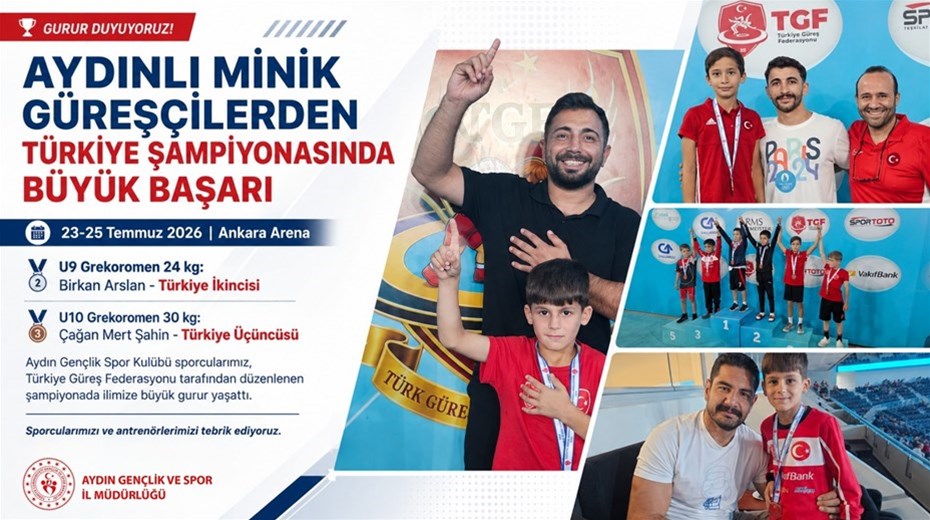 AYDINLI MİNİK GÜREŞÇİLERDEN TÜRKİYE ŞAMPİYONASINDA BÜYÜK BAŞARI