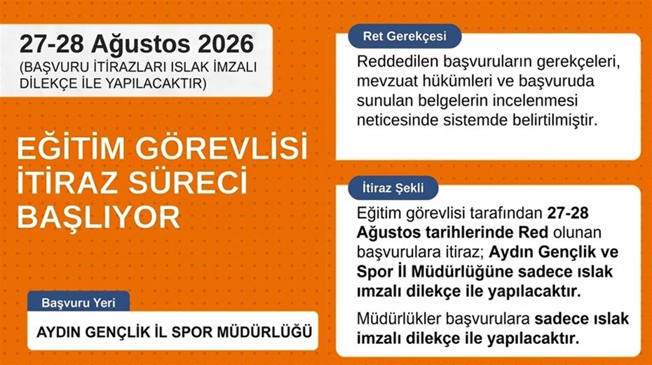 EĞİTİM GÖREVLİSİ BAŞVURU İTİRAZ SÜRECİ DUYURUSU